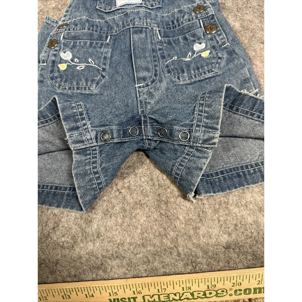 Vintage Y2K Arizona Jeans Baby Denim Short Walls Overalls 12M Embroidered